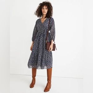 Madewell Tie Wasit Midi Dress in Harvest Vine